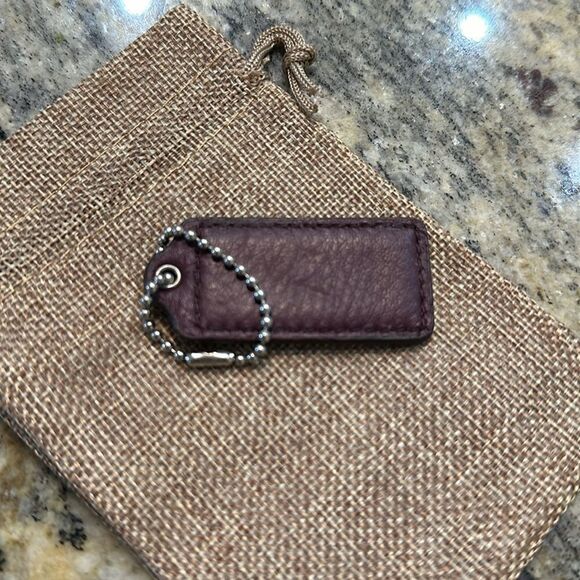 Coach Hang Tag Replacement Piece Leather Wine Burgundy - Picture 3 of 4